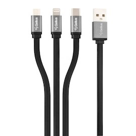 USB კაბელი Gelius GP-UC102 Pro Squid, 3 in 1, MicroUSB, Lightning, Type-C, 1M, Black